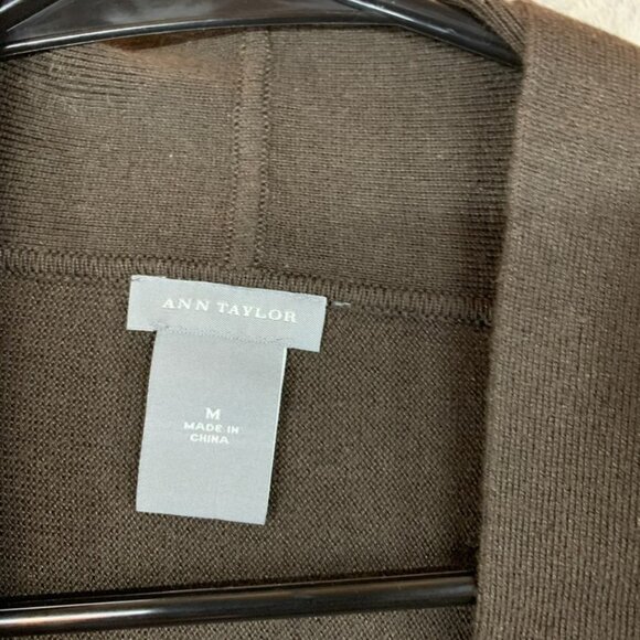 Ann Taylor Womens M Cardigan Sweater Brown Silk Cashmere Blend Lightweight - Picture 7 of 16